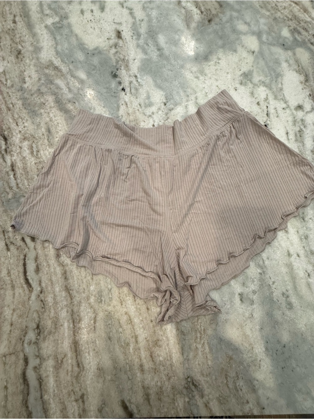 Aerie AE Superchill Modal Shorty Women's Ribbed Lounge Shorts in Taupe Large NWT
